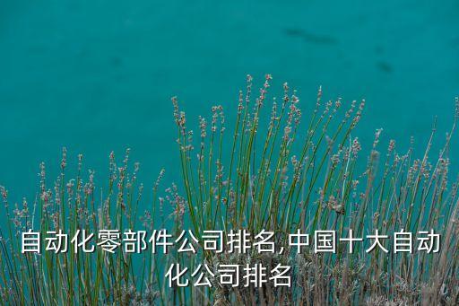 全球自動化零部件公司排名,中國十大自動化公司排名