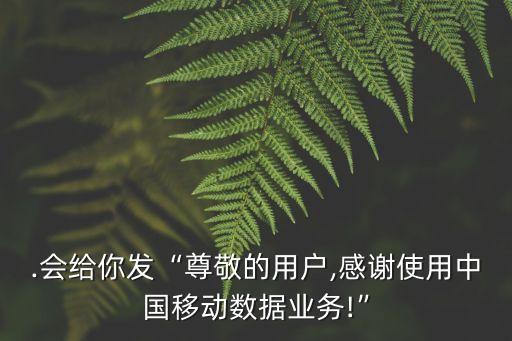 .會給你發(fā)“尊敬的用戶,感謝使用中國移動數(shù)據(jù)業(yè)務(wù)!”