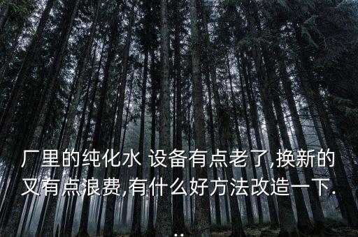 廠里的純化水 設(shè)備有點(diǎn)老了,換新的又有點(diǎn)浪費(fèi),有什么好方法改造一下...