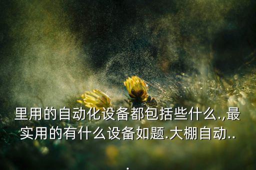 里用的自動(dòng)化設(shè)備都包括些什么.,最實(shí)用的有什么設(shè)備如題.大棚自動(dòng)...