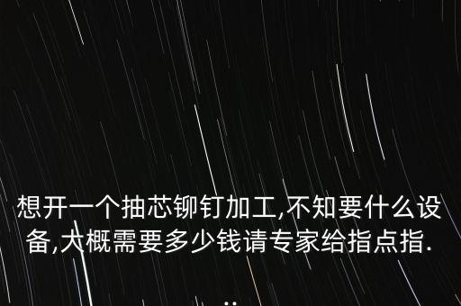想開一個抽芯鉚釘加工,不知要什么設備,大概需要多少錢請專家給指點指...