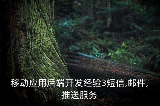 移動(dòng)應(yīng)用后端開發(fā)經(jīng)驗(yàn)3短信,郵件,推送服務(wù)