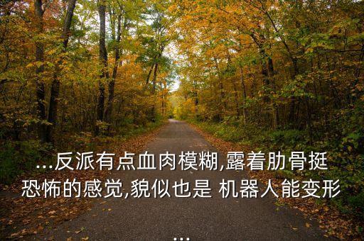 ...反派有點(diǎn)血肉模糊,露著肋骨挺恐怖的感覺(jué),貌似也是 機(jī)器人能變形...