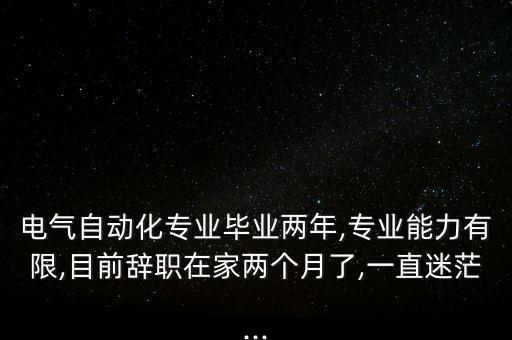 電氣自動化專業(yè)畢業(yè)兩年,專業(yè)能力有限,目前辭職在家兩個月了,一直迷茫...