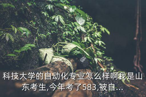 科技大學的自動化專業(yè)怎么樣啊我是山東考生,今年考了583,被自...