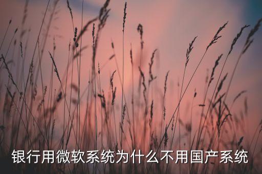 銀行用微軟系統(tǒng)為什么不用國產(chǎn)系統(tǒng)
